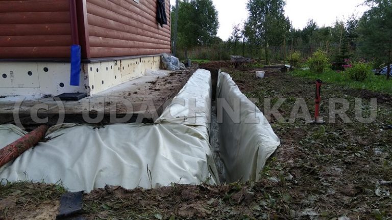 глубинный дренаж, геотекстиль плотностью 250